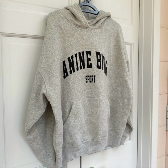 NWT Anine Bing Sport Harvey Oversized Sweatshirt Hoodie in Heather Gray Size S - Picture 8 of 13
